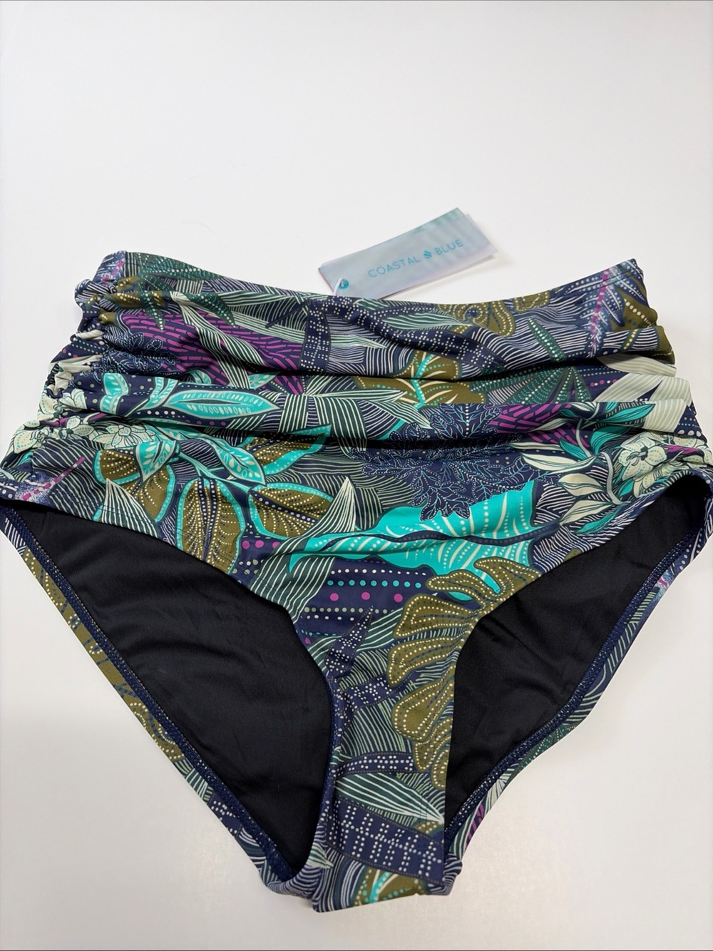 Coastal Blue Womens Sz Small Multicolor High Waist Swimwear Bikini Bottoms